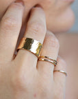 Gold Filled Wide Hammered Ring - Melt'm Jewelry