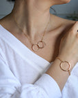 Interlocking Circle Necklace, Gold Double Circle Necklace