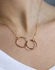 Interlocking Circle Necklace, Gold Double Circle Necklace