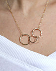 Three Circle Interlocked Necklace, Sisters Gift