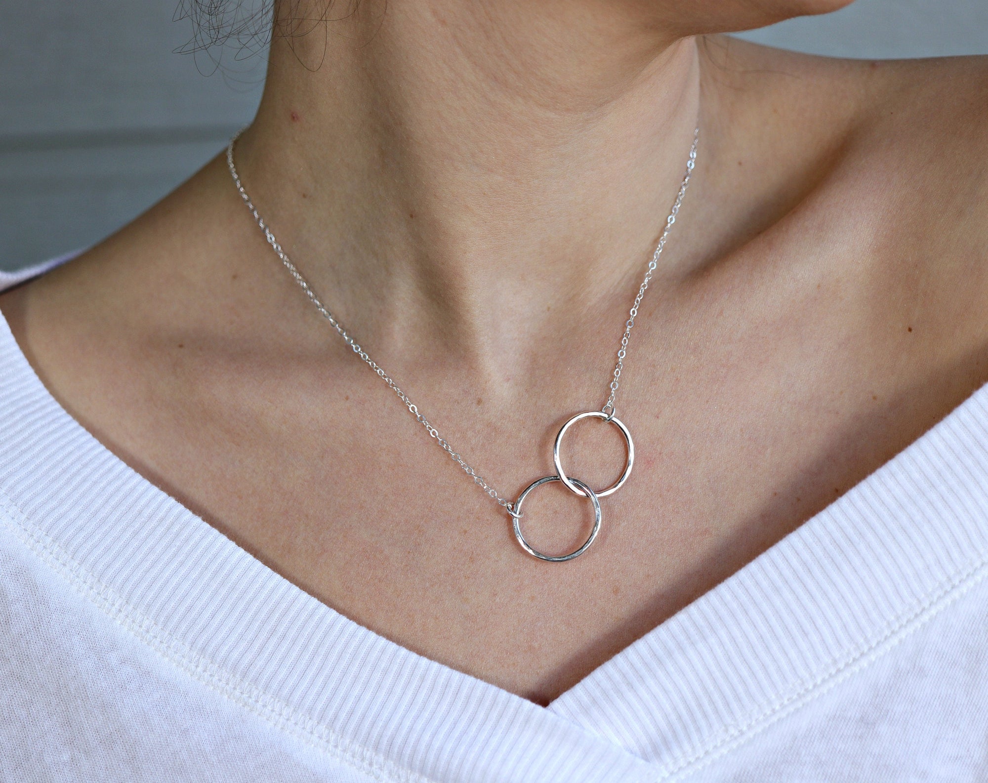 Interlocking Circle Necklace, Gold Double Circle Necklace