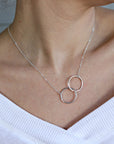 Interlocking Circle Necklace, Gold Double Circle Necklace