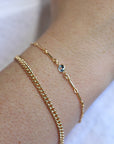 Dainty Gold Chain Blue Topaz Bracelet