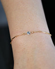 Dainty Gold Chain Blue Topaz Bracelet