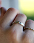 Hammered Silver Band Diamond Ring, Mixed Metal Ring - Melt'm Jewelry