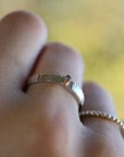 Hammered Silver Band Diamond Ring, Mixed Metal Ring - Melt'm Jewelry