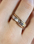 Hammered Silver Band Diamond Ring, Mixed Metal Ring - Melt'm Jewelry