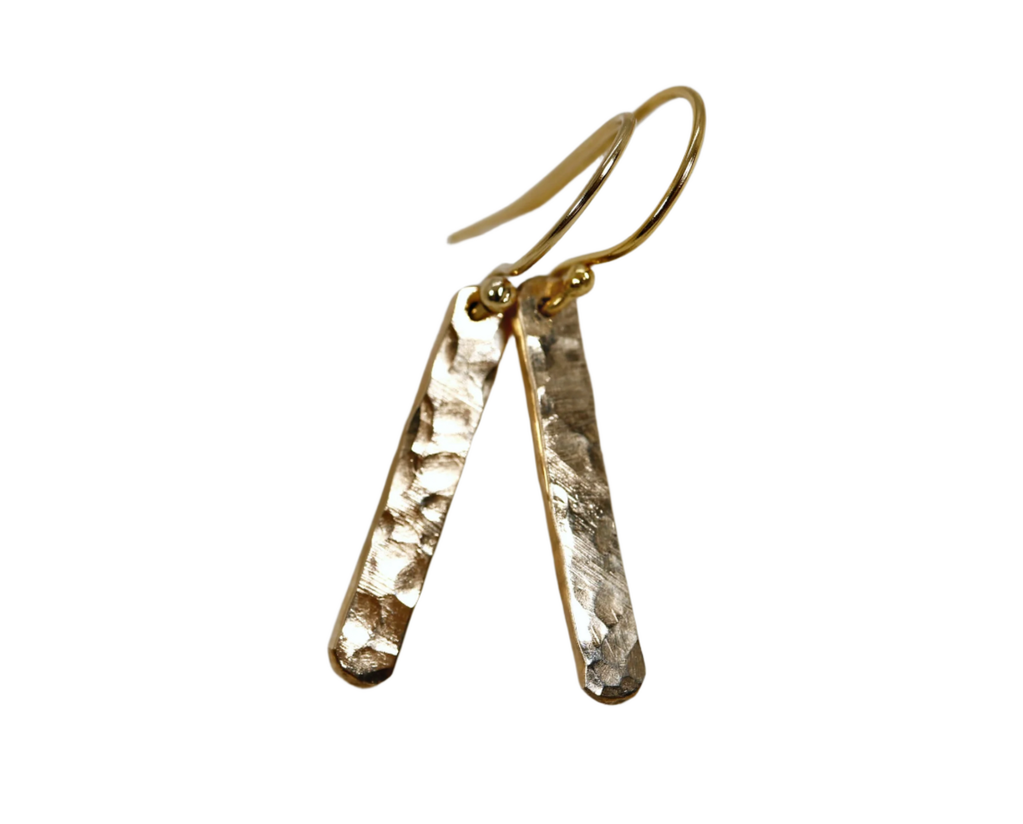 Gold Filled Hammered Bar Earrings