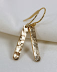 Gold Filled Hammered Bar Earrings