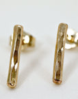 Minimal Simple Hammered Bar Stud Earrings Gold Filled - Melt'm Jewelry
