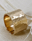 Gold Filled Wide Hammered Ring - Melt'm Jewelry