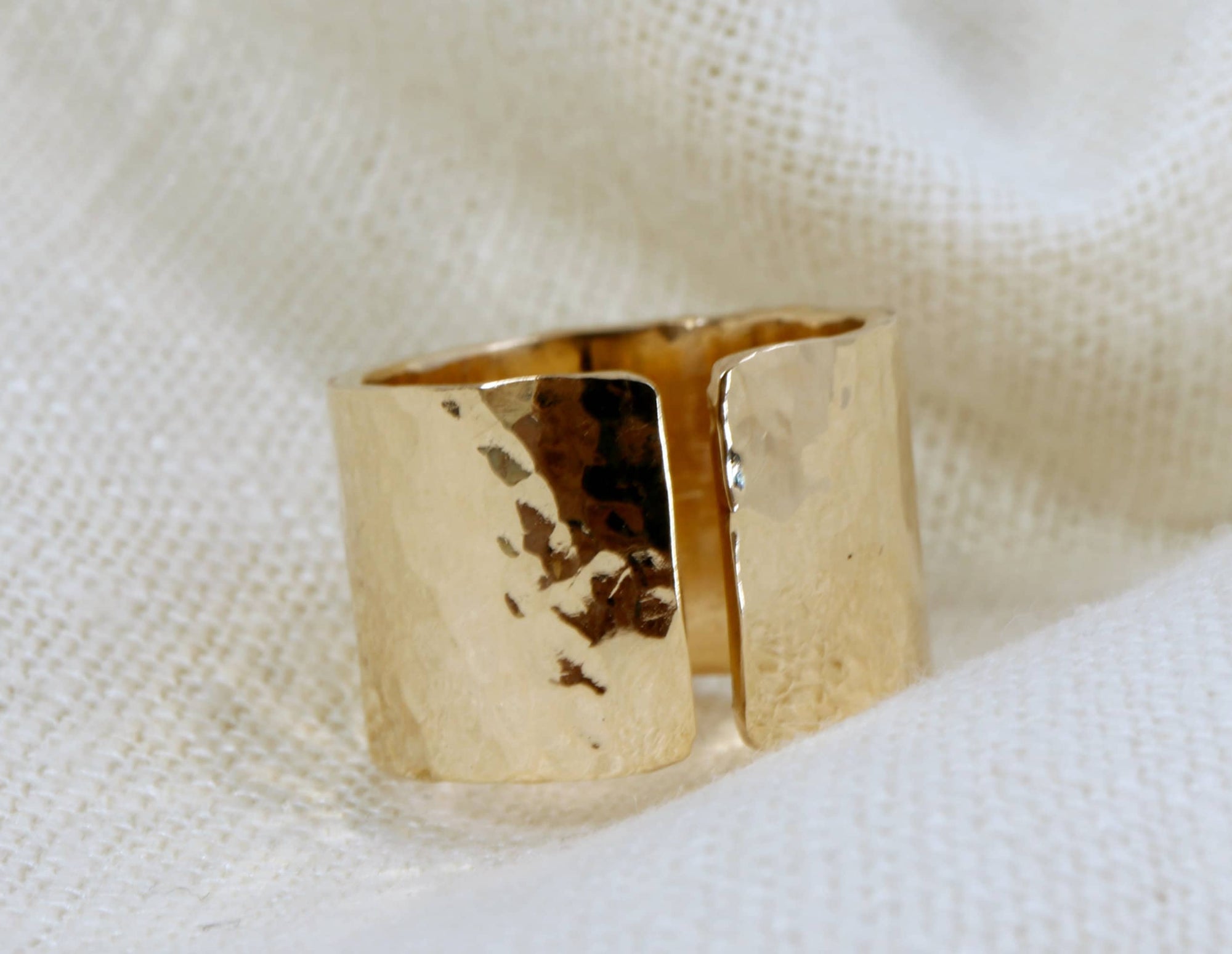 Gold Filled Wide Hammered Ring - Melt'm Jewelry