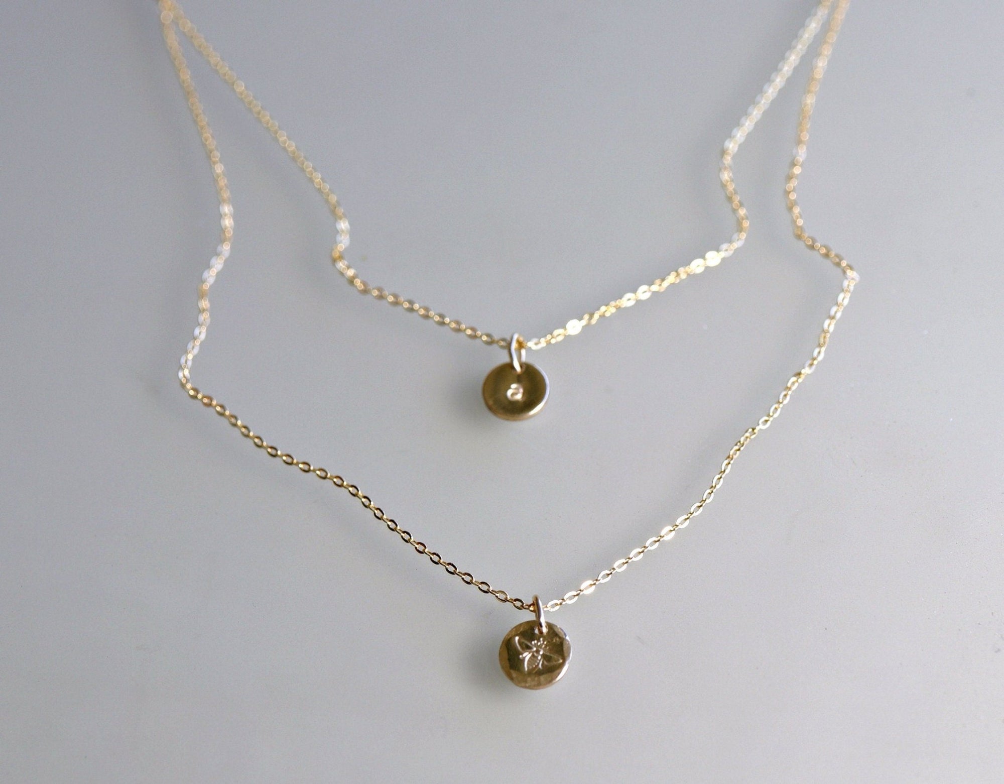 Personalized Layered Rose Gold Necklaces, Set of Two - Melt'm Jewelry