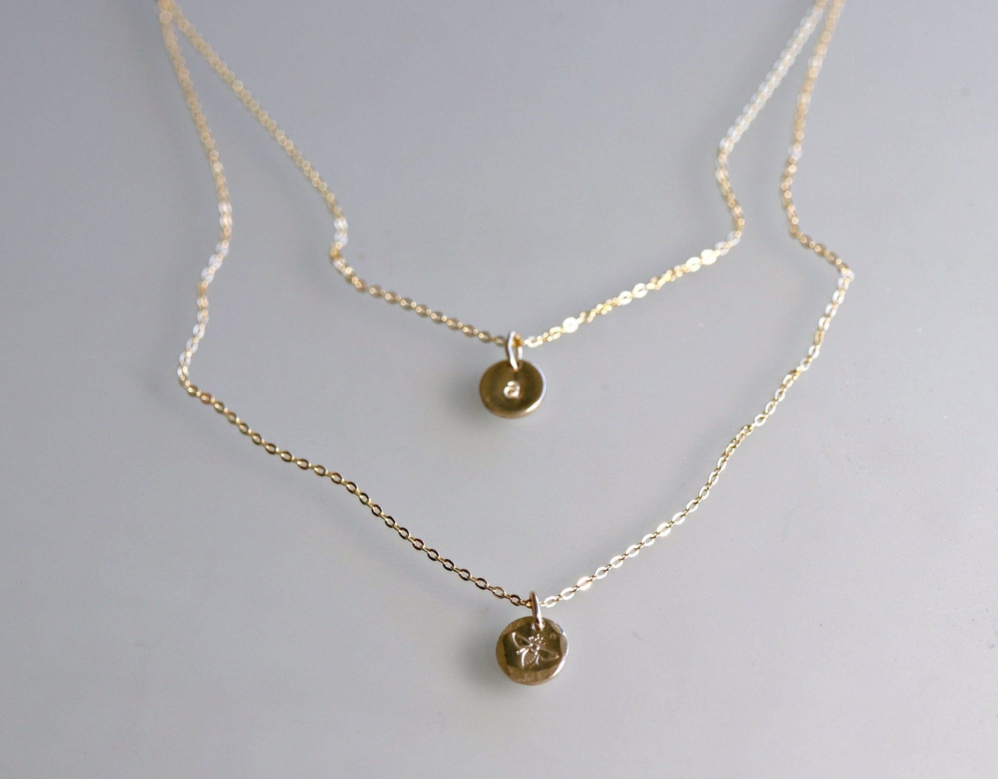 Personalized Layered Rose Gold Necklaces, Set of Two - Melt'm Jewelry