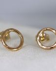 Hammered Gold Circle Stud Earrings