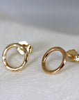 Hammered Gold Circle Stud Earrings