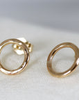 Hammered Gold Circle Stud Earrings