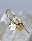 Hammered Gold Disc Dangle Earrings