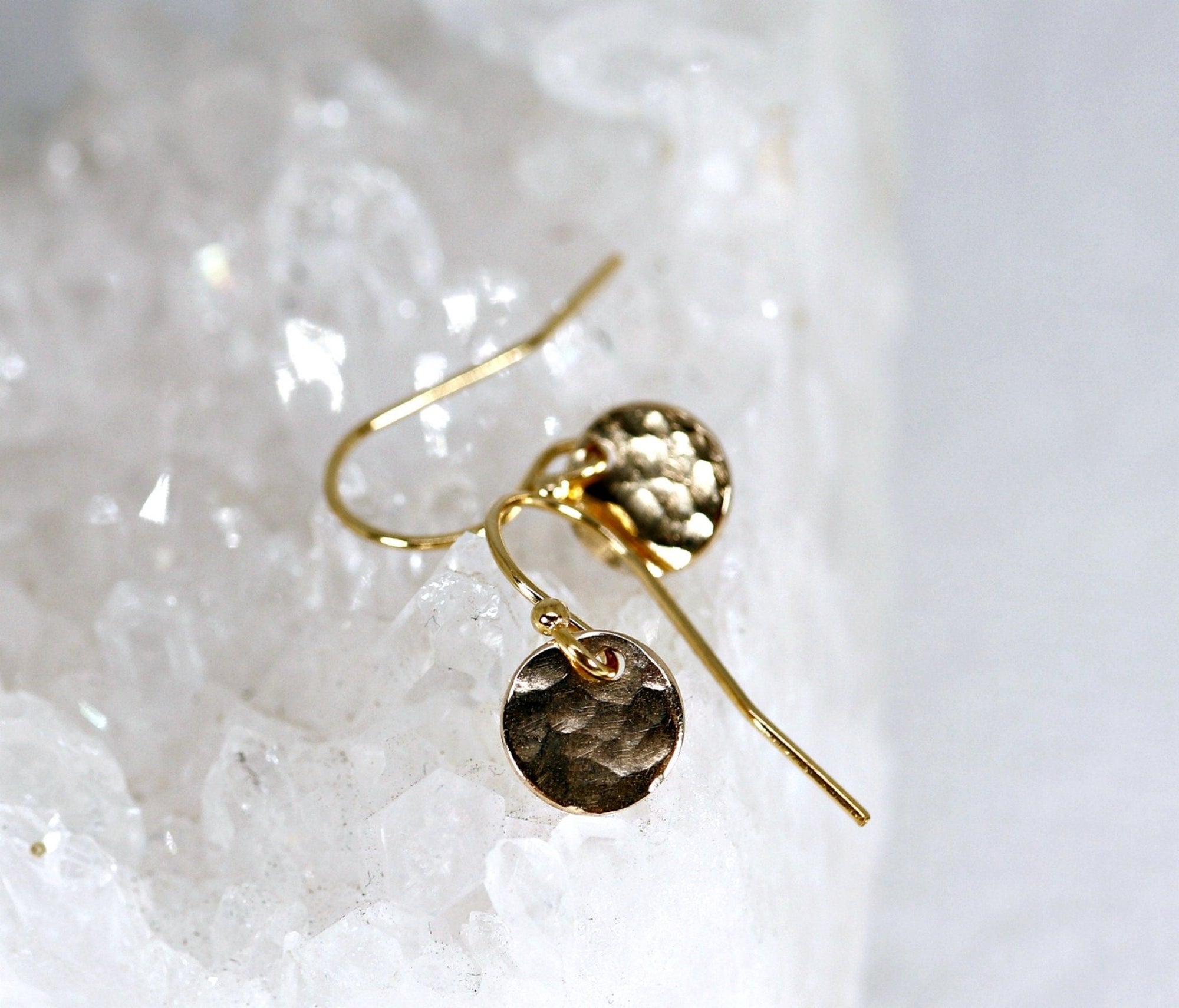 Hammered Gold Filled Disc Dangle Earrings - Melt'm Jewelry