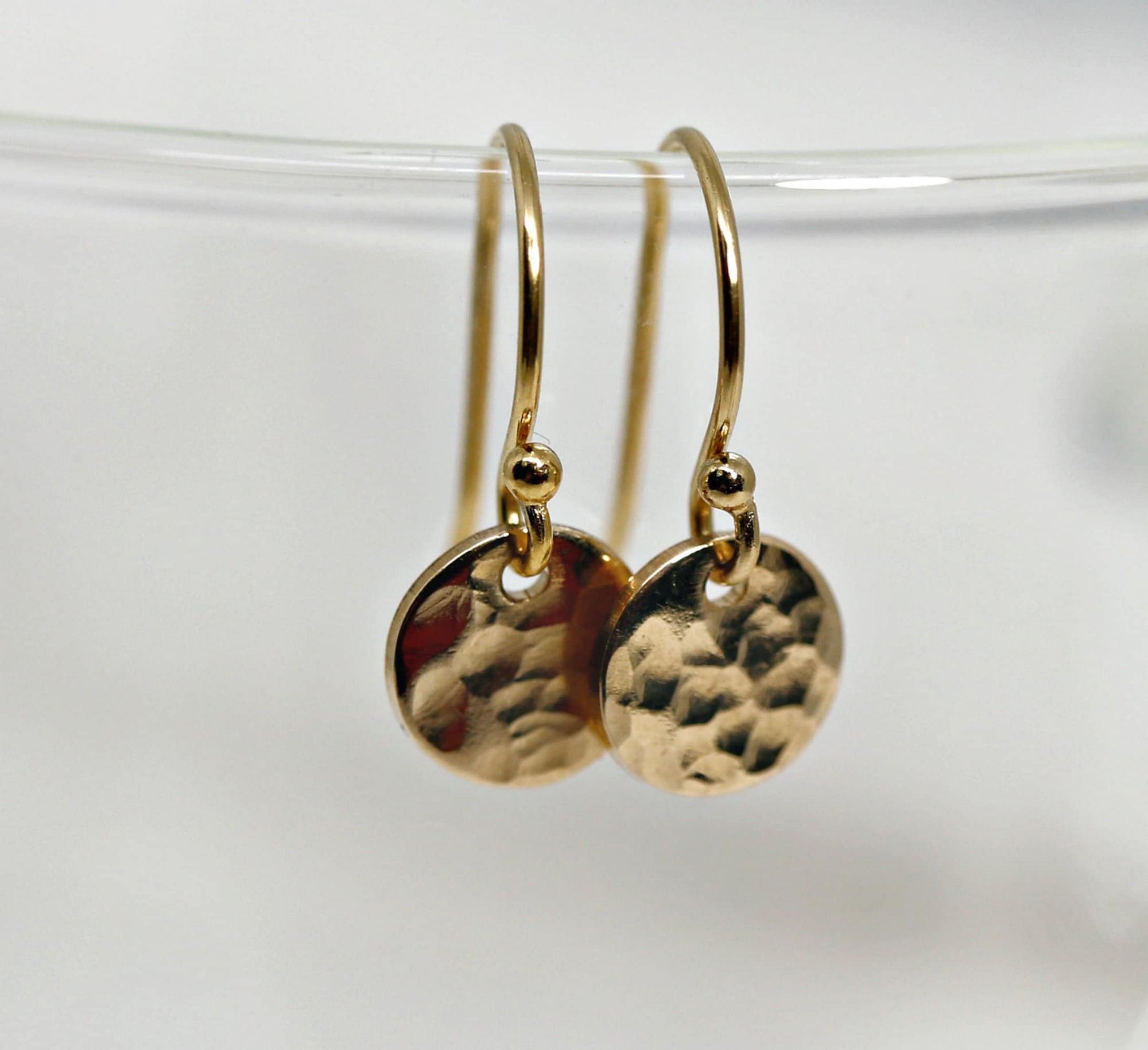 Hammered Gold Disc Dangle Earrings