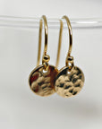 Hammered Gold Disc Dangle Earrings