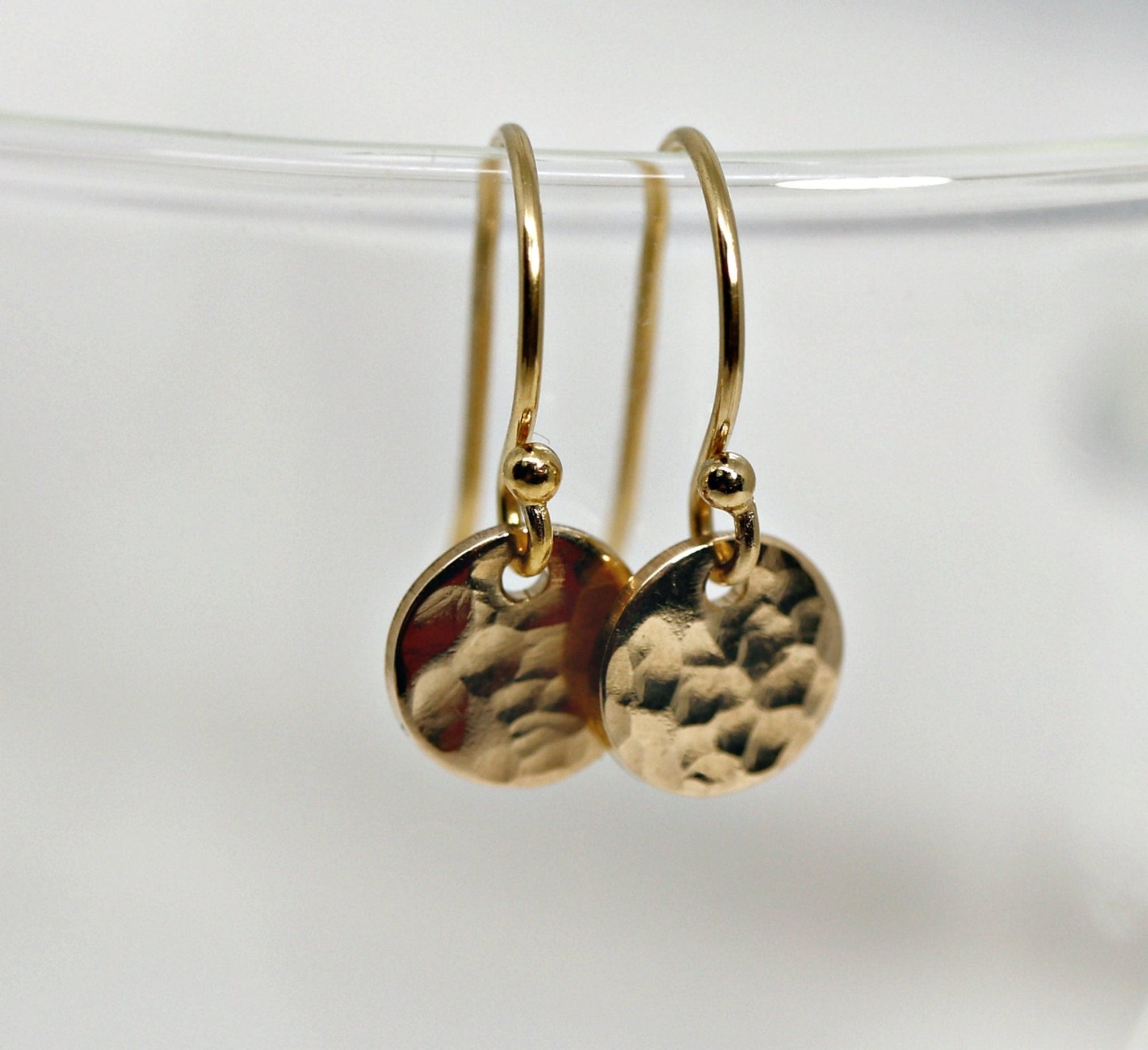 Hammered Gold Filled Disc Dangle Earrings - Melt'm Jewelry