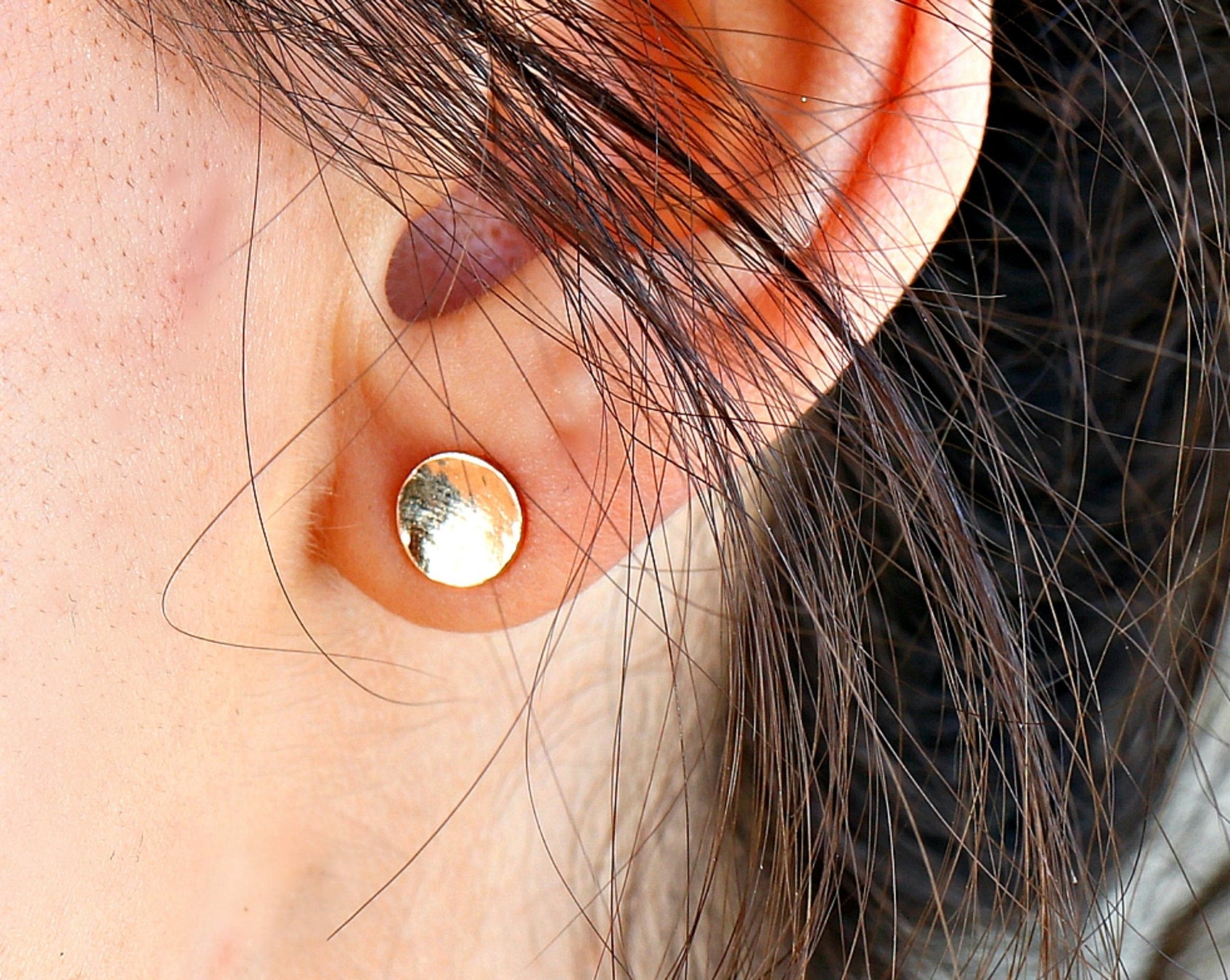 Gold Filled Hammered Disc Stud Earrings - Melt'm Jewelry