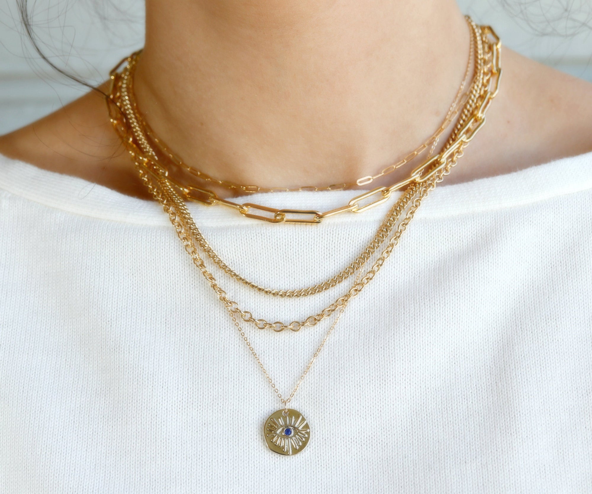 Elongated Thick Rectangle Chain Necklace