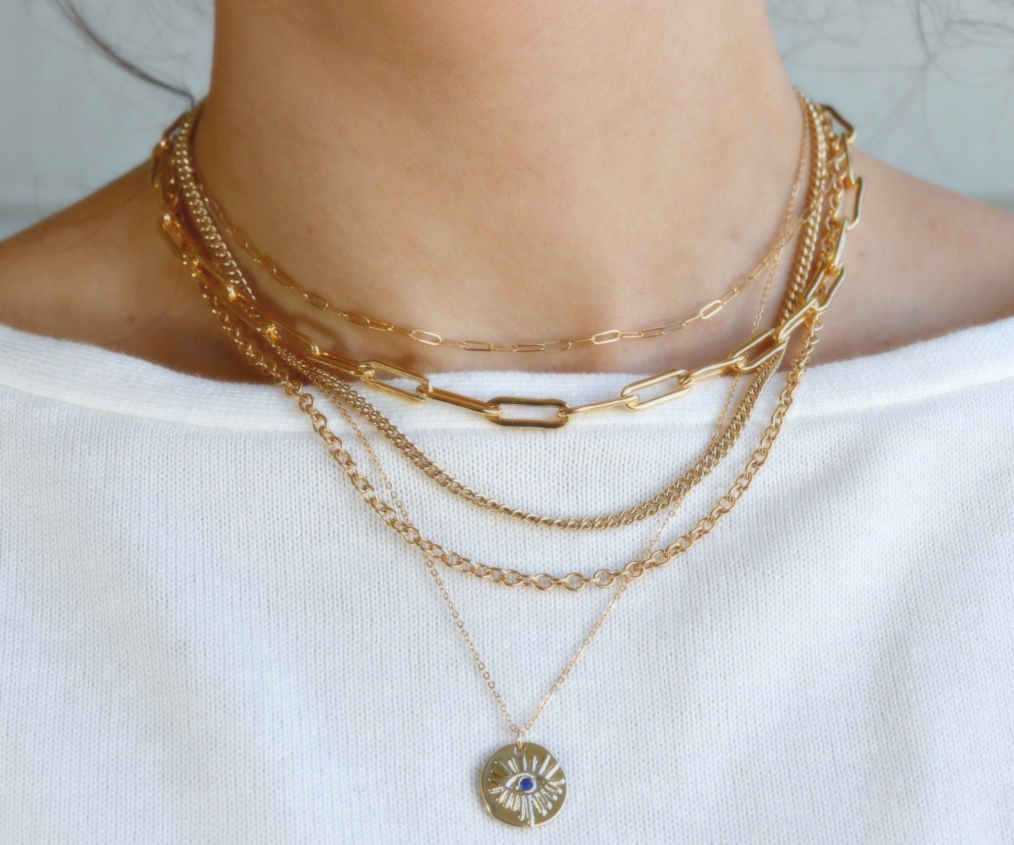 Elongated Thick Rectangle Chain Necklace