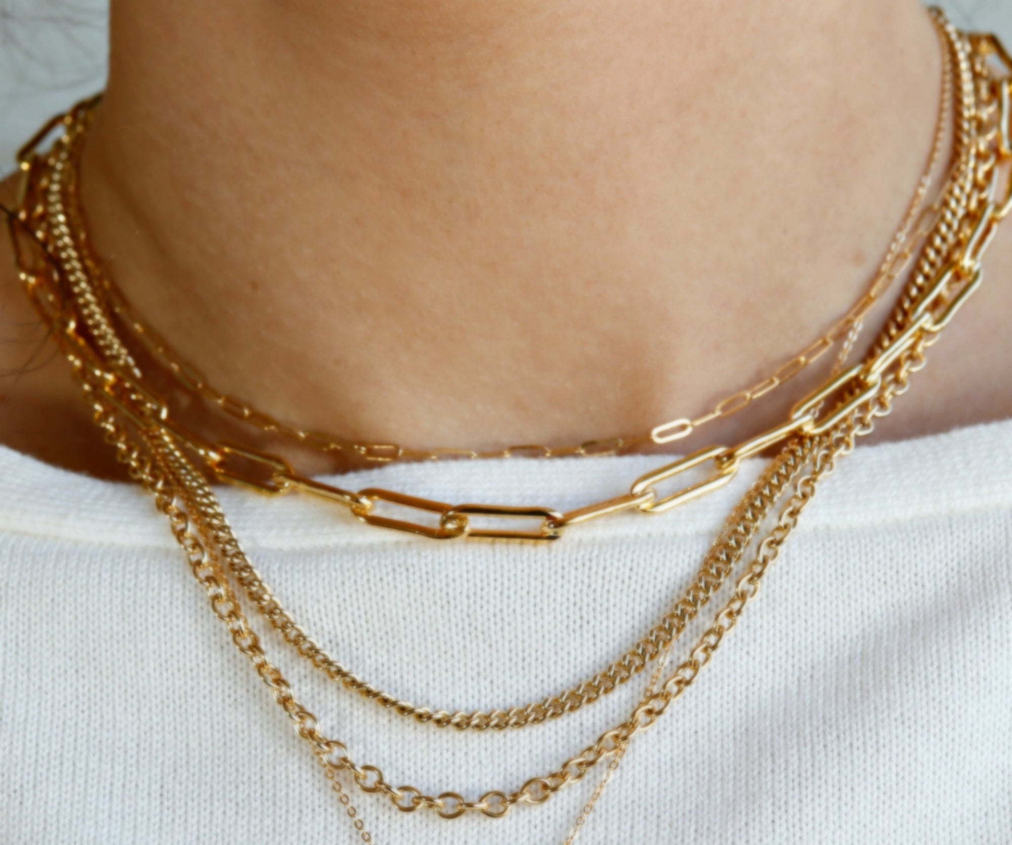 Elongated Thick Rectangle Chain Necklace