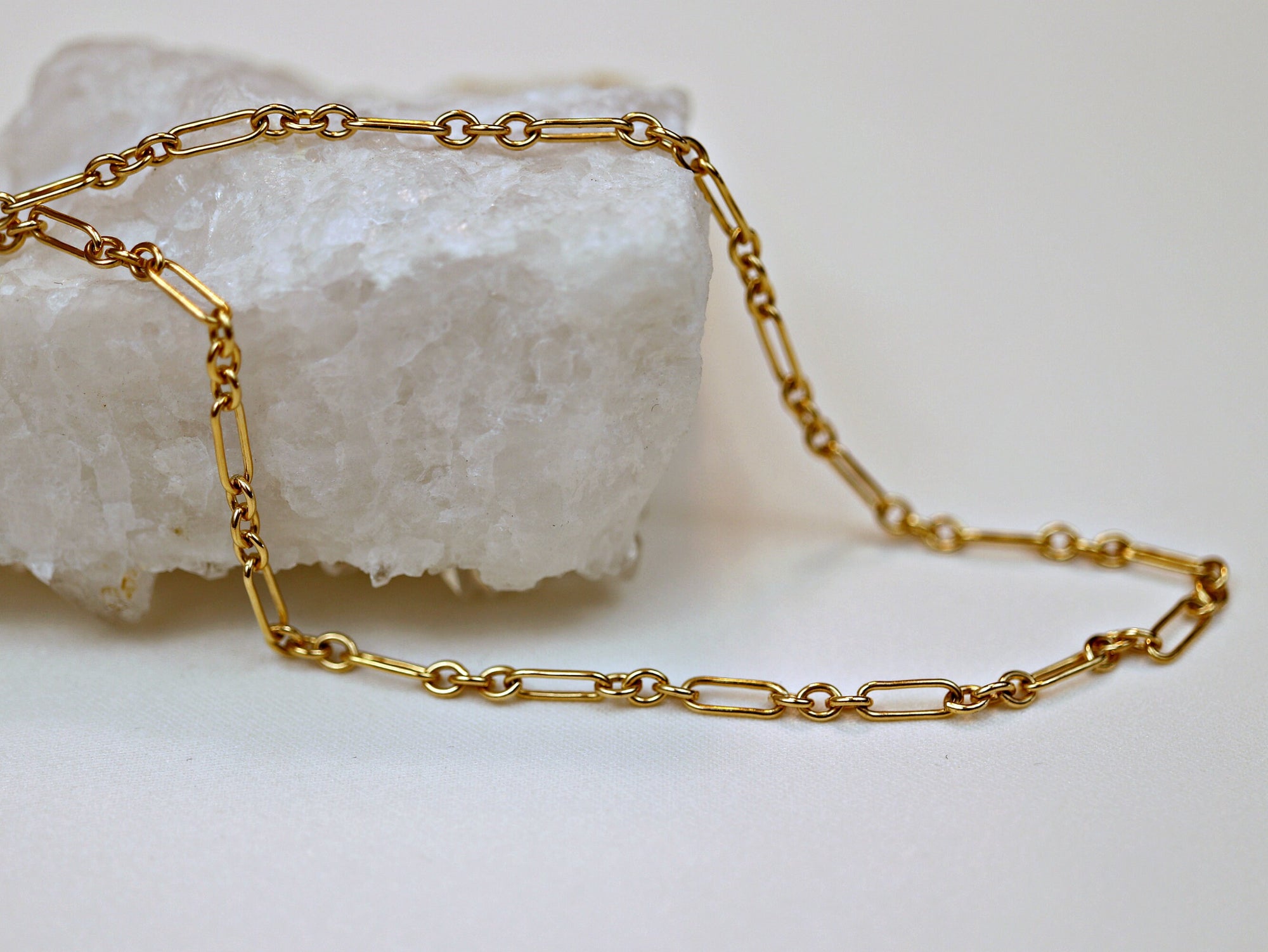 Dainty Long Short Link Gold Chain Necklace- Gold Filled