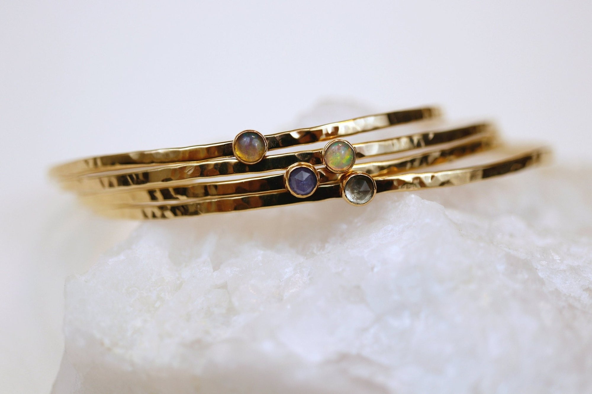 Birthstone Gems Cuff Bracelets Gold Filled or Sterling Silver - Melt'm Jewelry