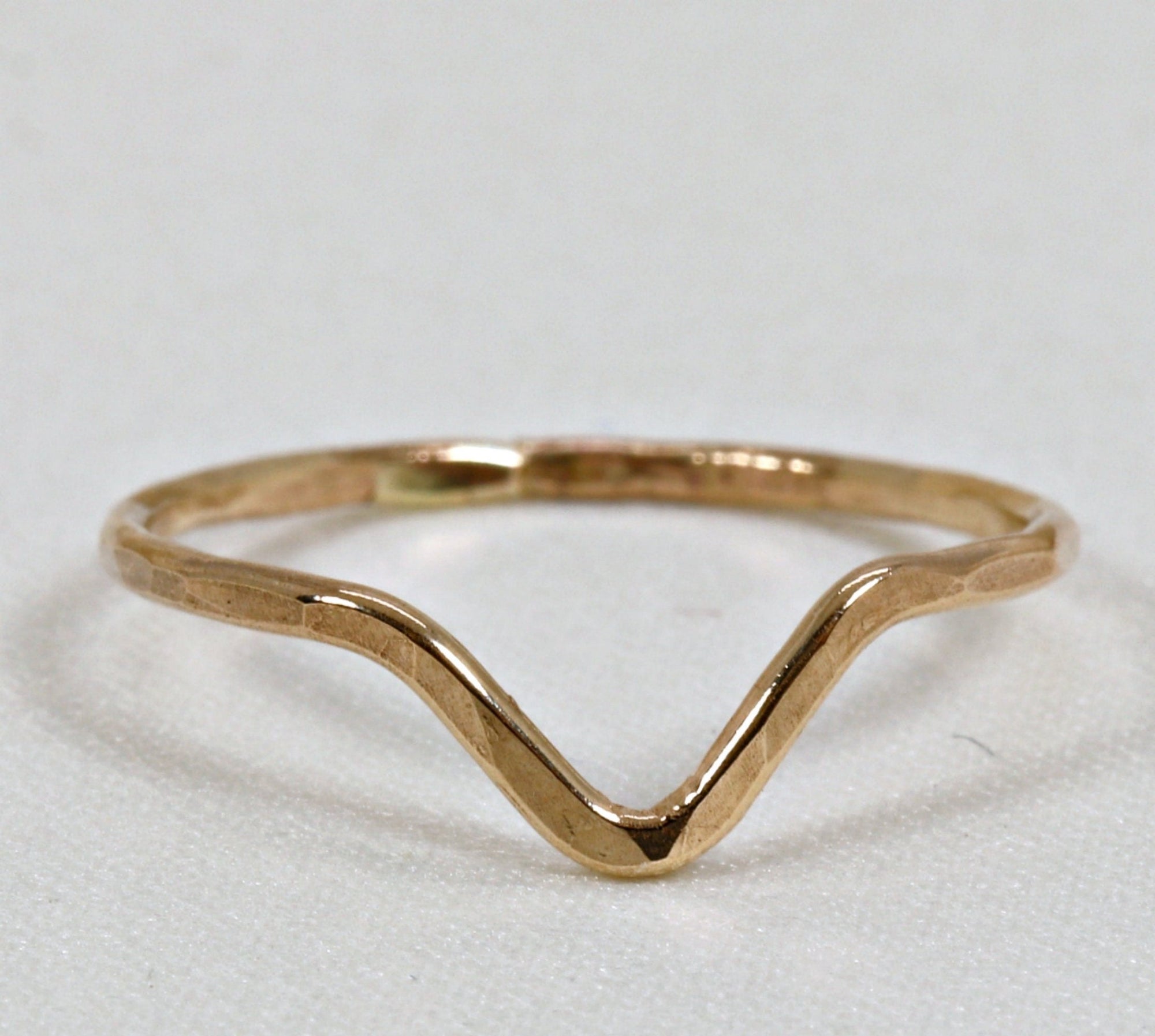 Gold Filled Chevron Ring, Curved Band Ring - Melt'm Jewelry