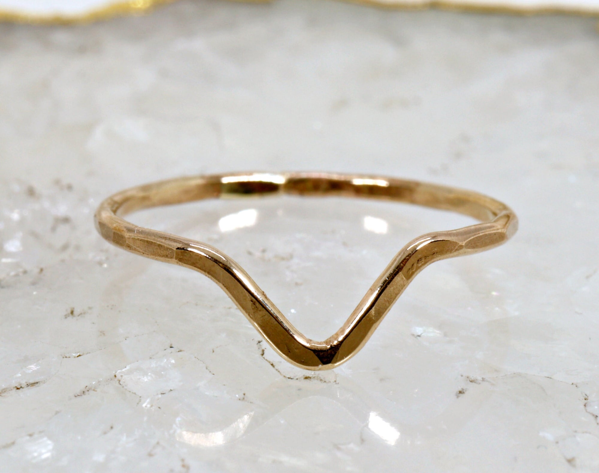 Gold Filled Chevron Ring, Curved Band Ring