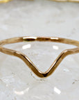 Gold Filled Chevron Ring, Curved Band Ring