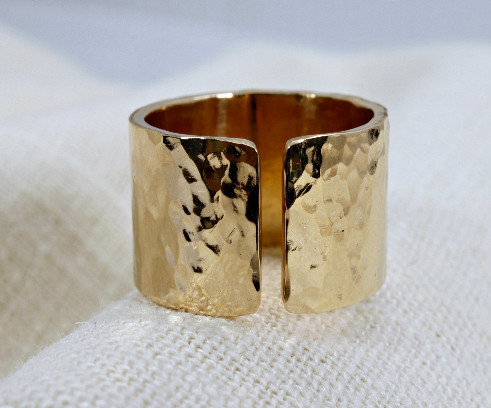 Gold Filled Wide Hammered Ring - Melt'm Jewelry