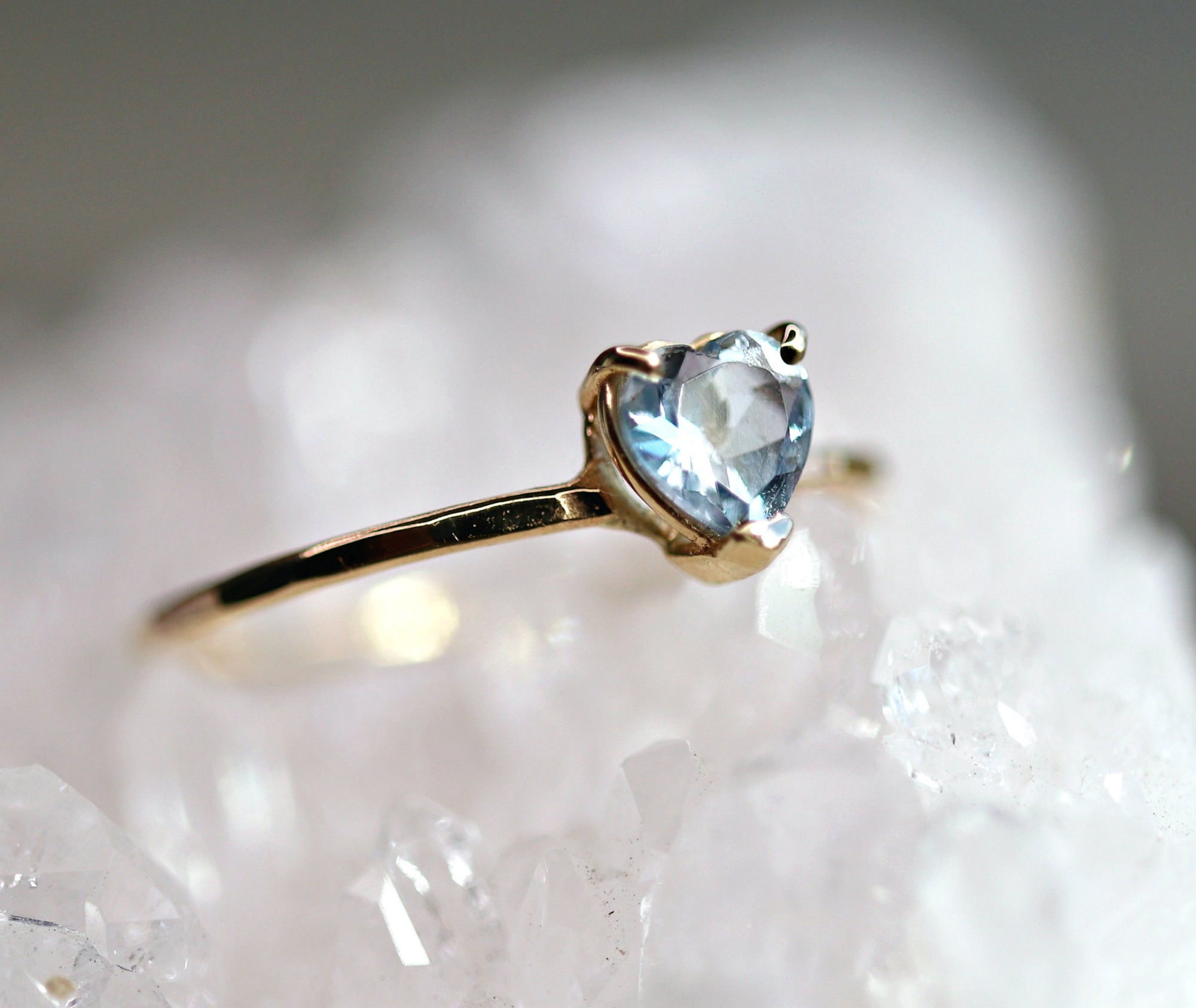 Heart Cut Aquamarine Ring 14k Gold