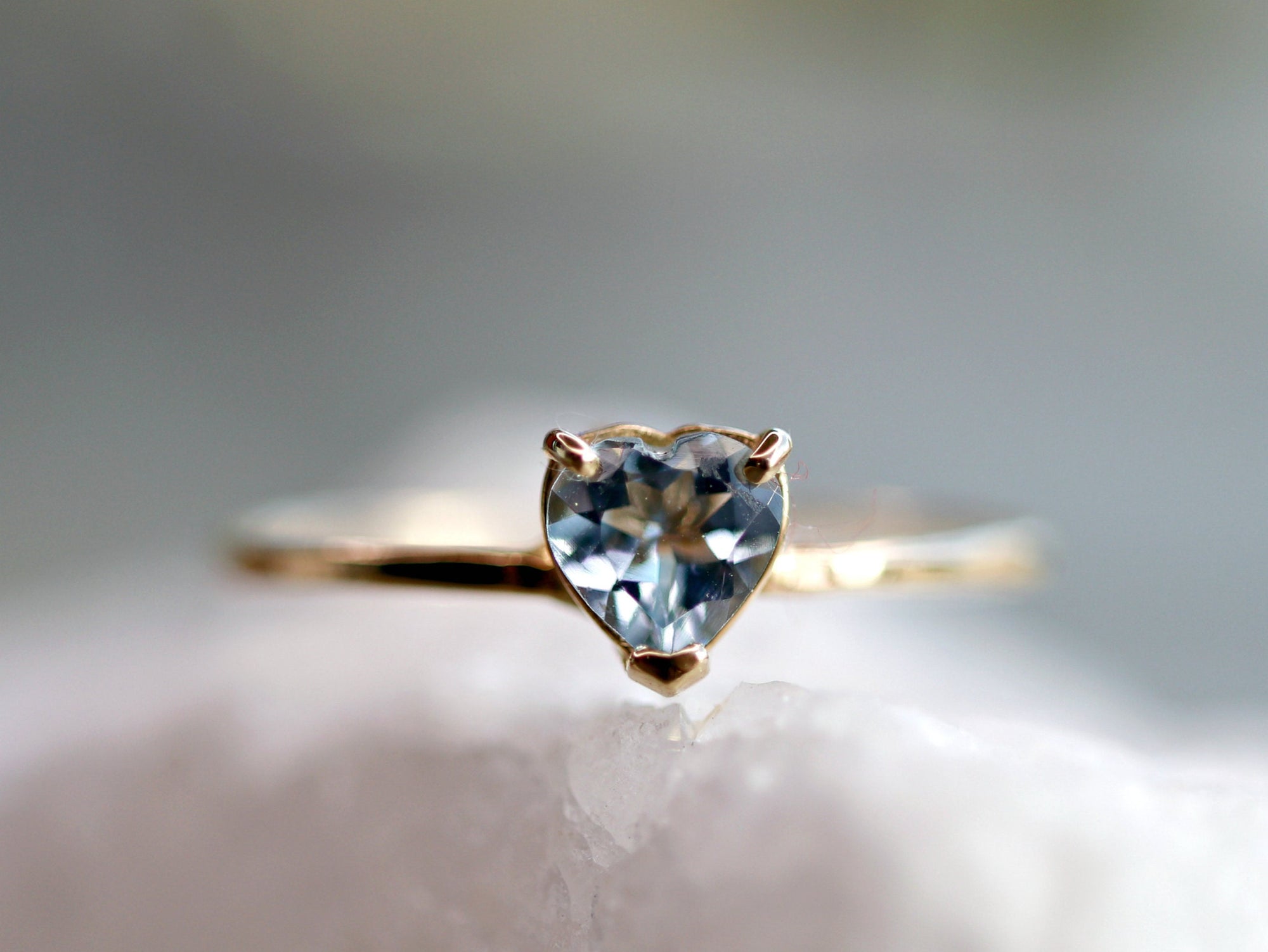 Heart Cut Aquamarine Ring 14k Gold