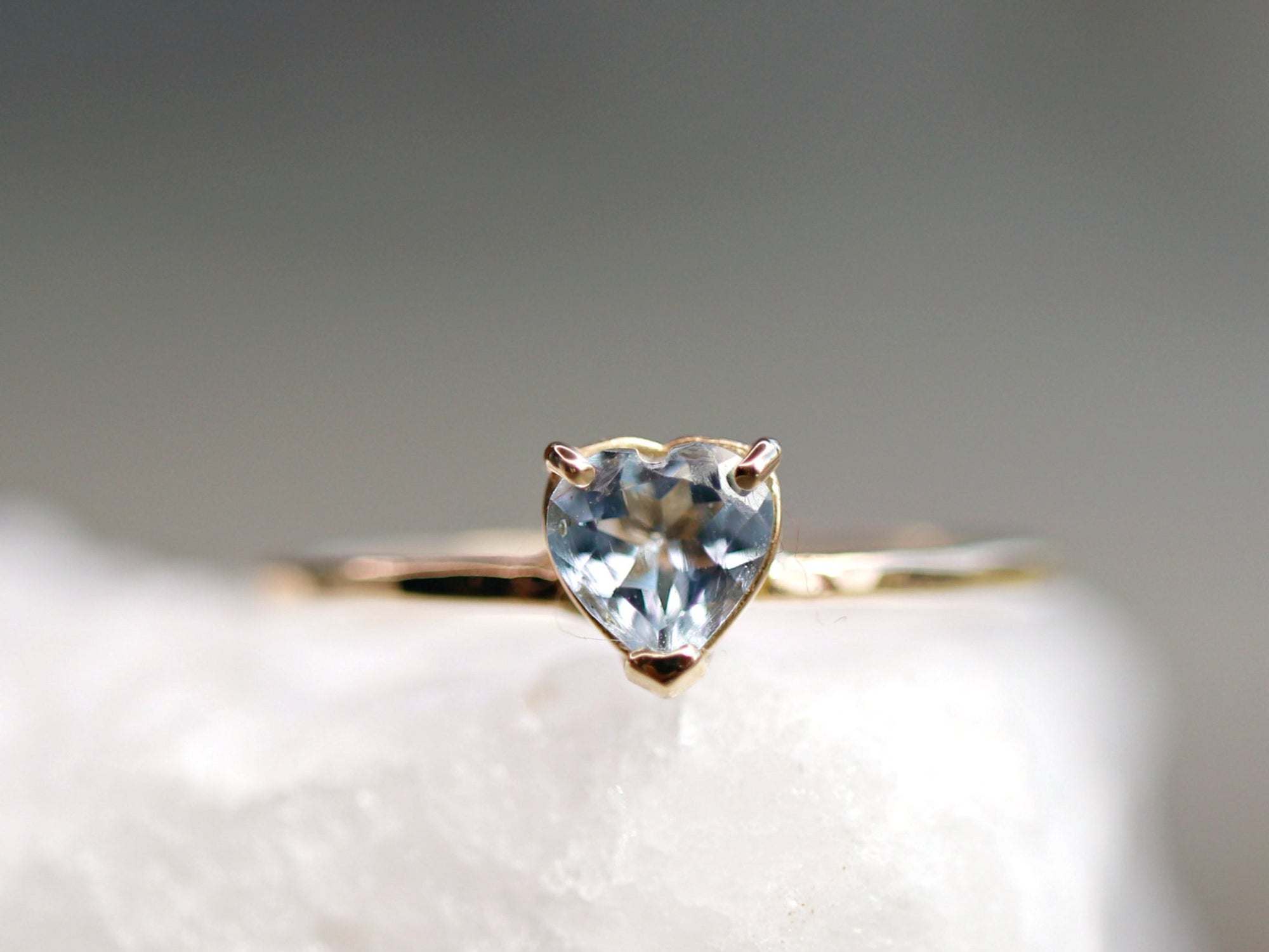 Heart Cut Aquamarine Ring 14k Gold