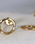 Hammered Gold Circle Stud Earrings