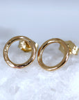 Hammered Gold Circle Stud Earrings