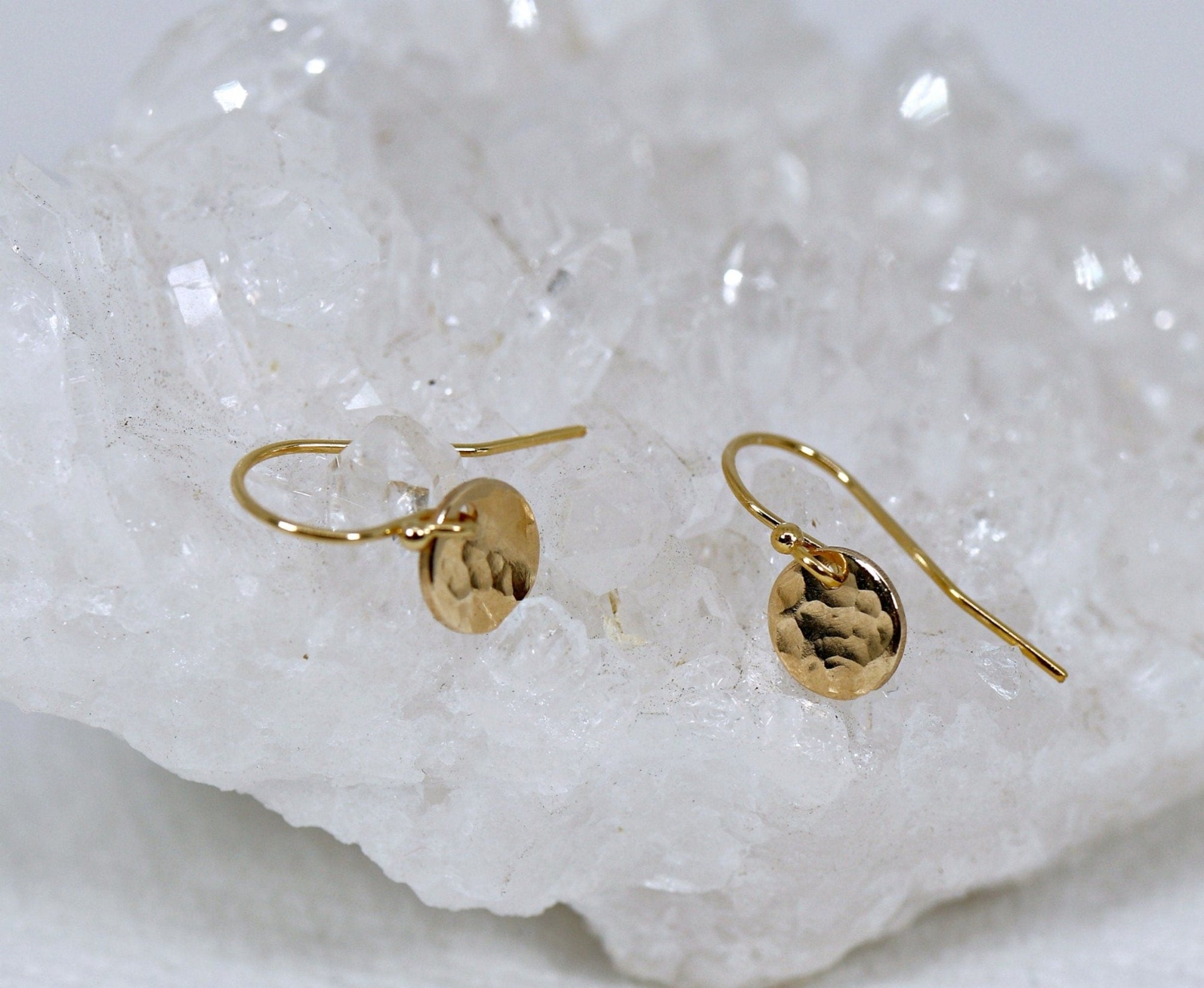 Hammered Gold Filled Disc Dangle Earrings - Melt'm Jewelry