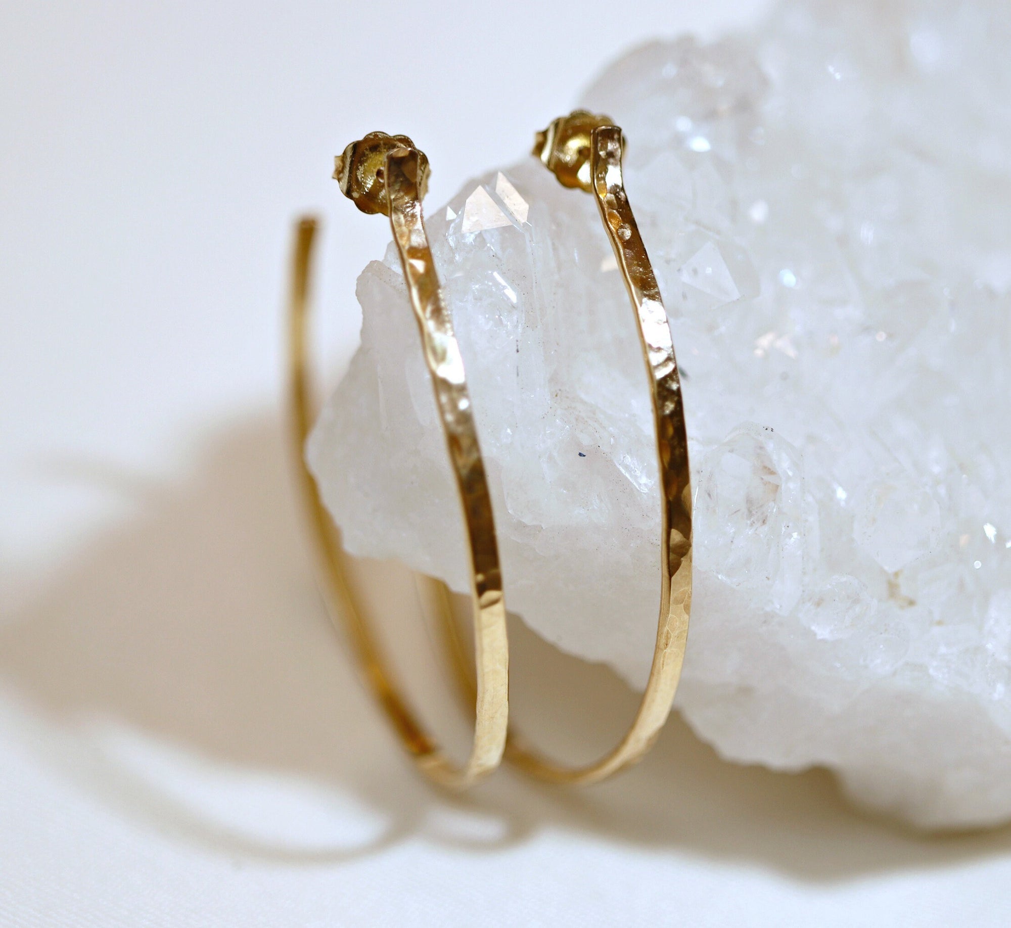 Hammered Gold Large Hoop Earrings