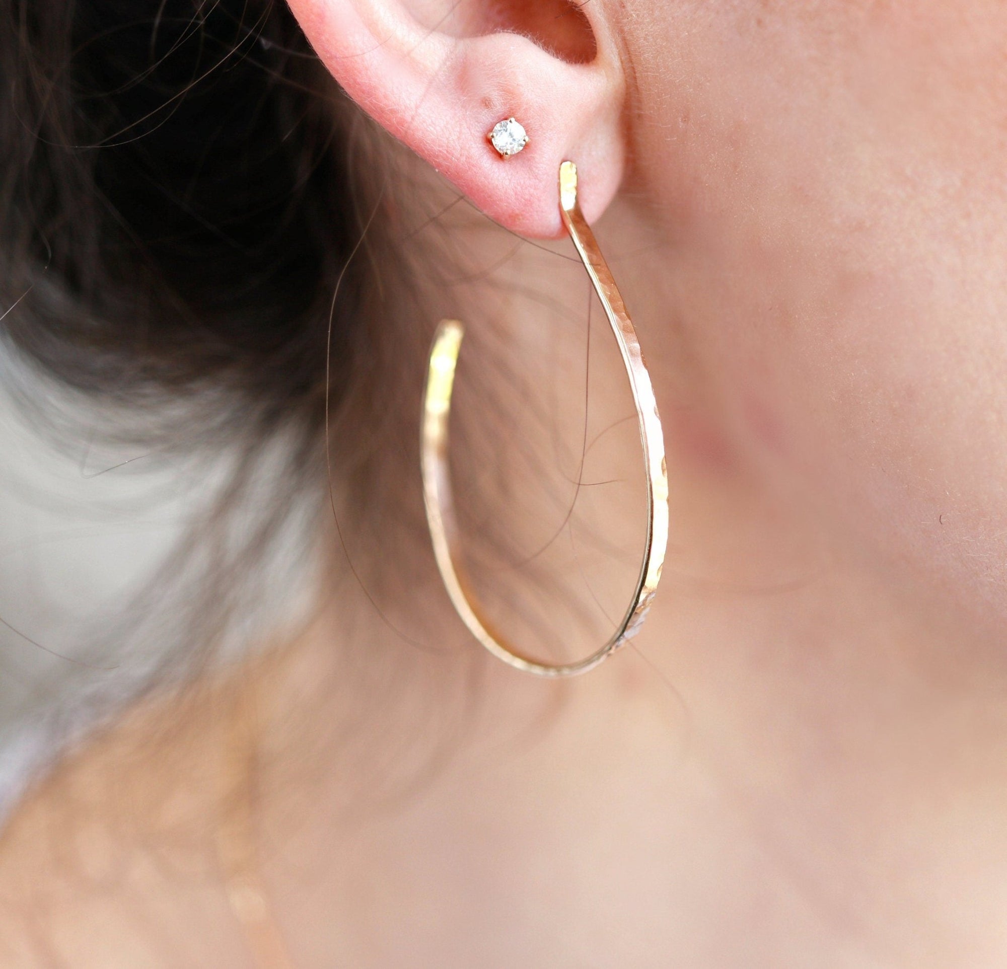 Hammered Gold Large Hoop Earrings - Melt'm Jewelry