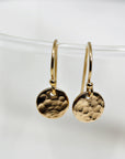 Hammered Gold Disc Dangle Earrings