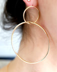 Extra Large Double Hoop Earrings, Silver or Gold Filled