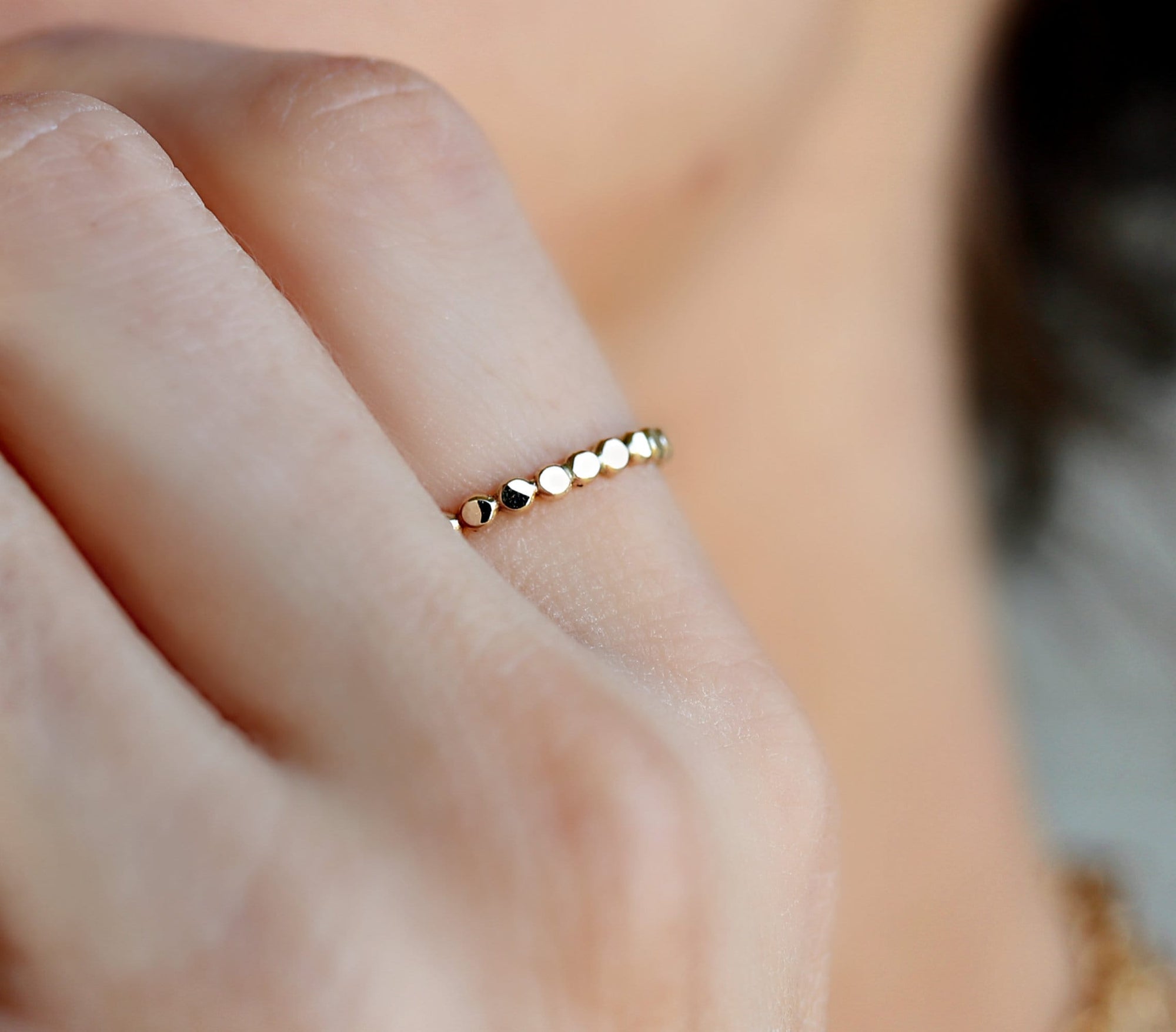 Gold Filled Beaded Stackable Ring - Melt'm Jewelry