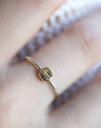 Solid 14k Gold Rustic Pebble Ring, Silver Band Gold Initial Ring - Melt'm Jewelry
