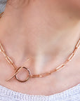 Rose Gold Toggle Necklace with Thick Elongated Rectangle Rose Gold Filled Chain