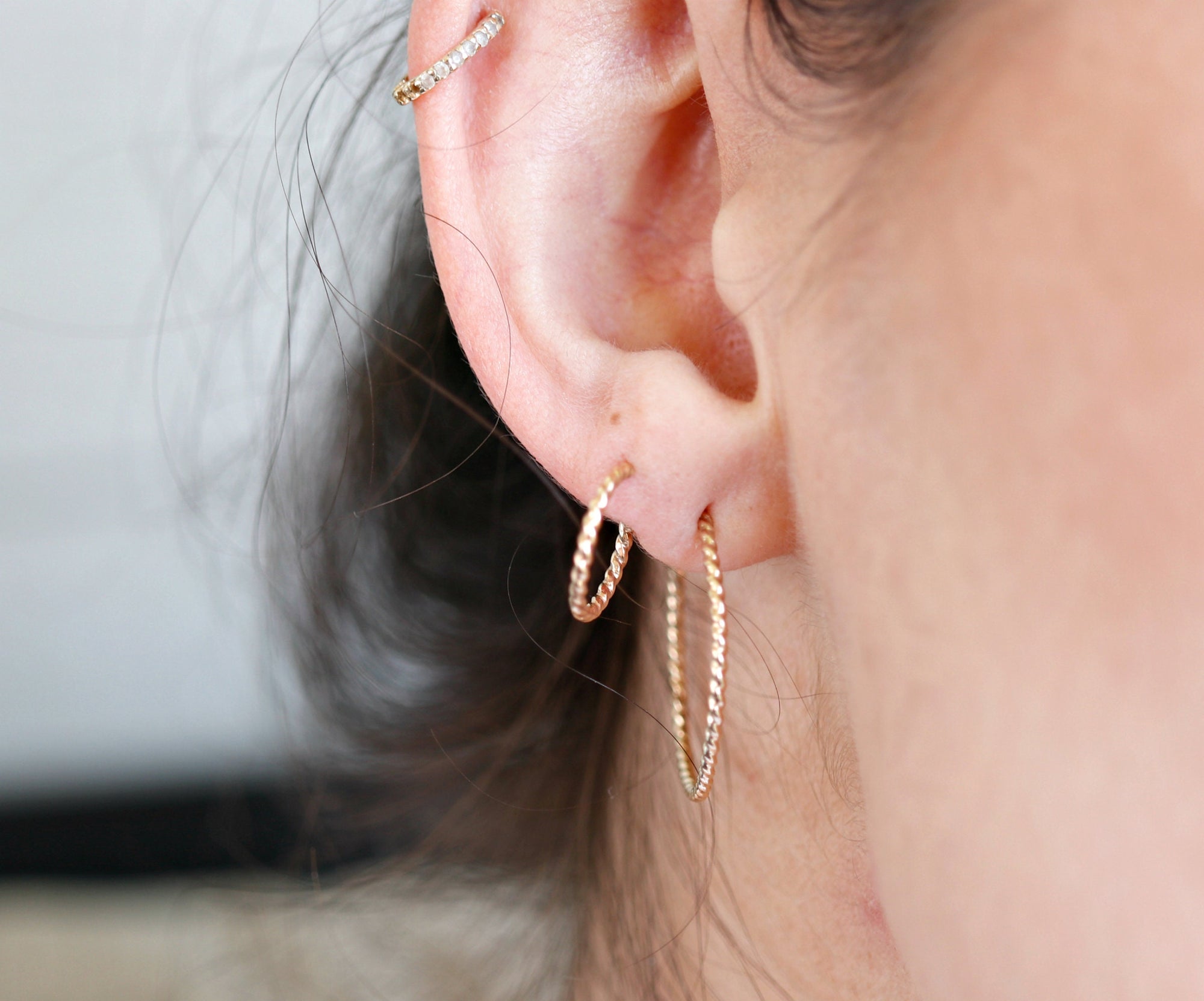 Gold Twisted Hoop Earrings, Dainty Gold Hoop Earrings